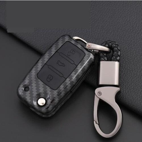 Carbon Fiber Car Key Case For Car 3 Buttons For Vw Wolkswagen Polo Golf 7 Sagitar Bora For Seat Car Key Cover