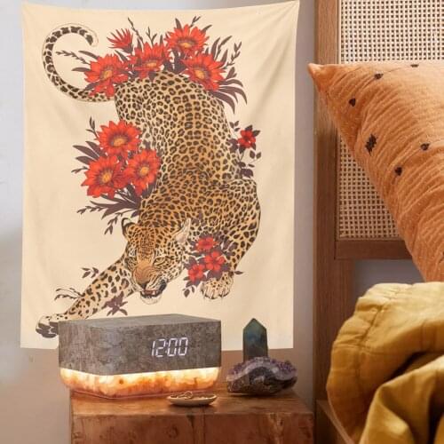 Floral Tapestry Tiger Ainmal Dorm Room INS Painted Tapestry Wall Hanging Boho Decor Wall Cloth Tapestry Boho Home Decor