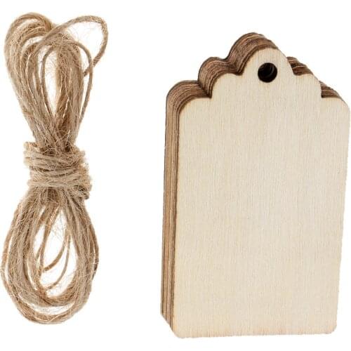 20 Pieces Wooden Rectangle Wedding Card Wish Tree Pendant Gift Tags Hanging Label Unfinished Wood Gift Tags for Party Decoration