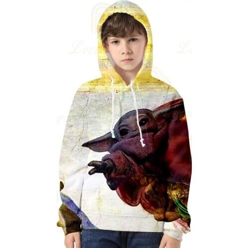 Disney Childrens Long Sleeve Sweater Baby Yo-da Kids Clothing Christmas Teenage Hooded Big Girls Tops