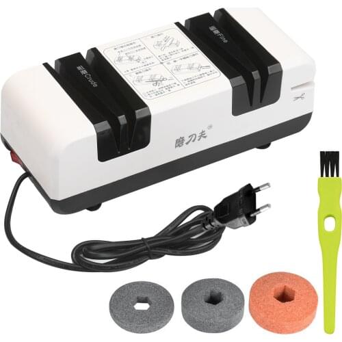 Electric Knife Sharpener Automatic Cut Sharpeners with 15-Degree Bevel Crude and Fine Grooves For Kitchen Cutter Grinder