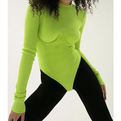 Basic Long Sleeve Solid Color Jumpsuit For Women Sexy Round Collar Rib-knit Bodycon Female Tops Rompers 2021 Fashion Streetwears