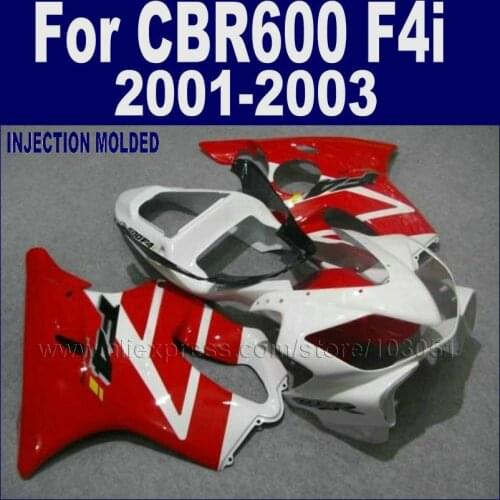 Customize Road motorcycle fairings kits for Honda 2001 2002 2003 CBR 600 F4i cbr600f4i 01 02 03 red white fairing bodywork parts