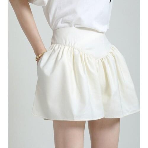 2021 summer Fashion High waist casual short pant beige casual pleated wide-leg pants women Jogging yoga outdoor sports wear