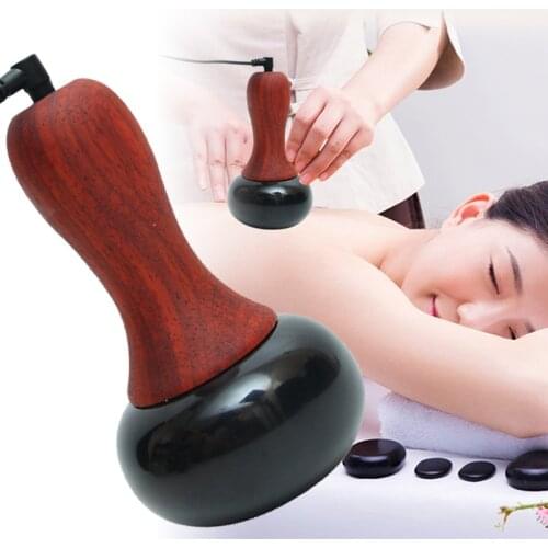 Hot Stone Electric Gua Sha Massager Natural Stone Needle GuaSha Scraping Back Neck Face Massage Relax Muscles Skin Lift Spa
