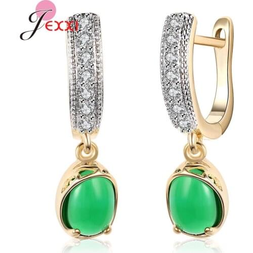 Temperament Women Korean 925 Sterling Silver Opal Stone Drop Earrings New Statement Wedding AAA Austria Crystal Jewelry