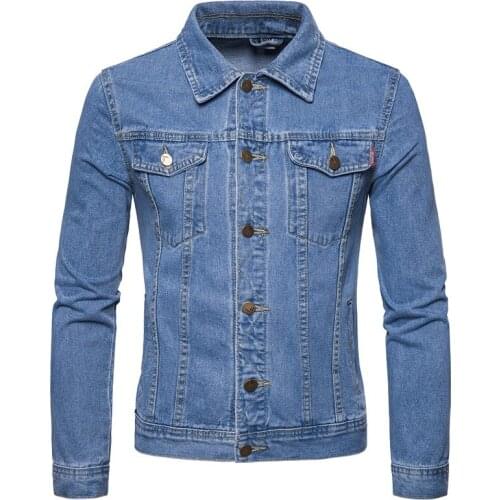 New Cotton Denim Jacket Men Casual Lapel Single Breasted Slim Fit Quality Jeans Mens Jackets Autumn