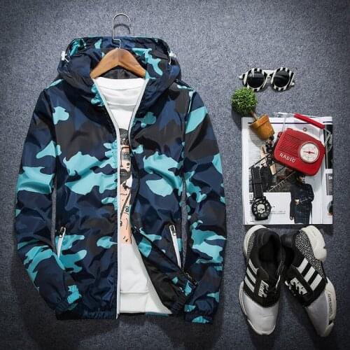 New Camouflage Jackets Mens Coat Large Korean Trend Reflective Camouflage Windbreaker Spring and Autumn Baseball Suit