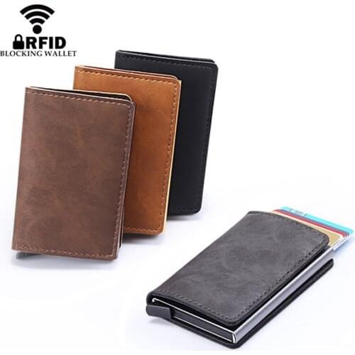 2021 New RFID Blocking Metal ID Credit Card Holder Money Cash Clip Mini Men Wallet Business Aluminum Automatical Bank Card Case