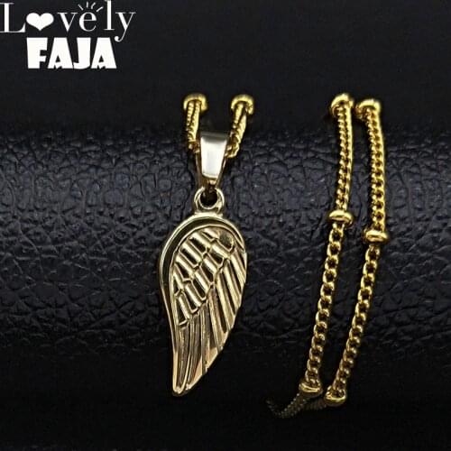 Wing Stainless Steel Necklaces Women Gold Color Necklaces & Pendants Jewerly joyas de acero inoxidable para mujer N19596