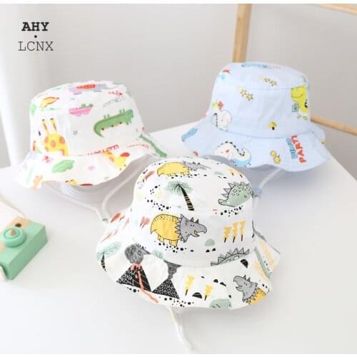Dinosaur Pattern Children Sun Hats Fishermans Hat Fashion Baby Bucket Caps Cute Cartoon Sun Visor Hat