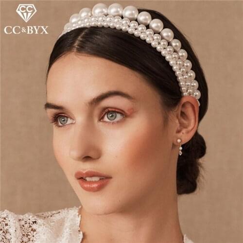 CC Hairband Head Band Crown Pearl Headband Wedding Hair Accessories For Women Bride Bridesimaids 100% Handmade Headwear DIY bk12