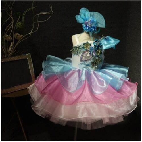 Real Picture Luxury Baby Girl First Birthday Dress Infant Girl Dress Beading Flowers Organza Lovely Kids Clothes 12M 18M 24M