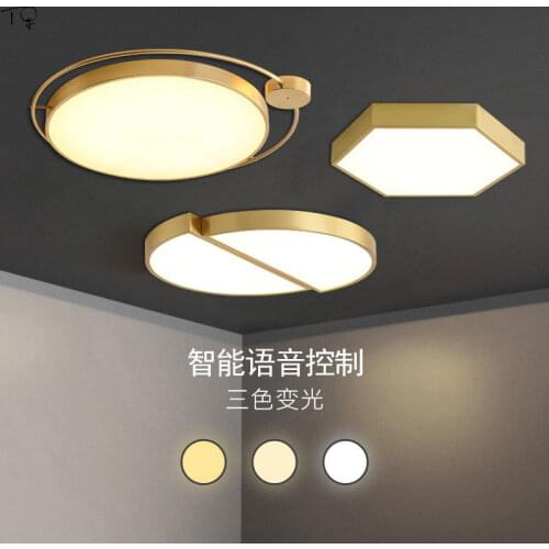 Nordic Luxury Gold Copper Ultra-Thin Round Ceiling Light Simple Minimalist Modern Light Fixture Bedside Bedroom Lamp Living Room