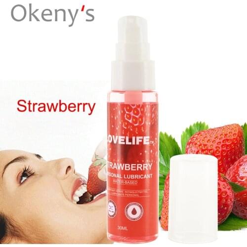 30ml Strawberry Flavor Edible Lubricant for Anal Vaginal Oral Sex Silicone Lubricating Oil Adult Sex Products Body Massage Gel