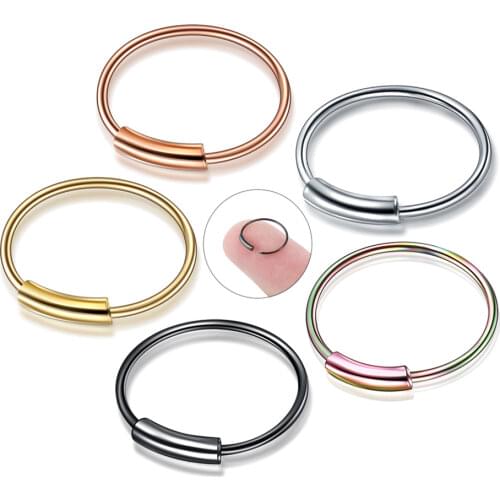 1PC Fashion Steel Seamless Segment Rings Nose Hoops Ear Piercing Tragus Nose Rings Ear Cartiliage Tragus Sexy Body Jewelry