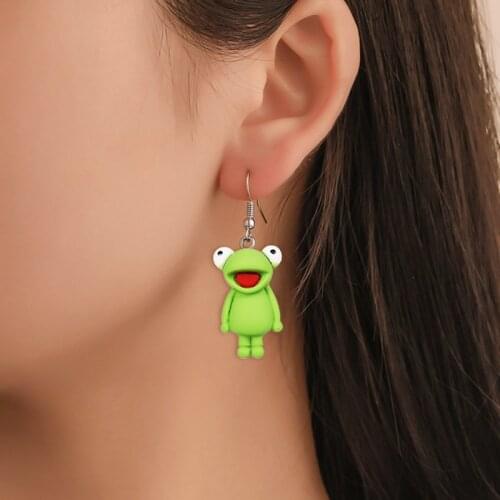 Frog Pendant Earrings For Women Cute Accessories Jewelry Pink Frog Simple Small Dangle Earrings Trending Products 2021