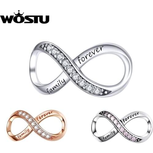 WOSTU Silver Color Infinite Symbols Charm Authentic 925 Sterling Silver Original Charm Fashion Jewelry Gift For Women BKC1146