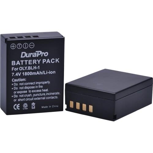 Durapro 2pc 1800mAH BLH-1 BLH1 BLH 1 Replacement Li-ion Battery for Olympus E-M1 Mark II EM1-2 EM1 Mark Camera Bateria