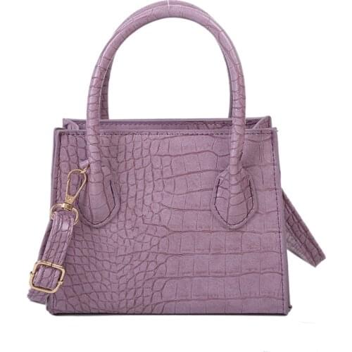 2020 Summer Women Small Crocodile Pattern Handbag Solid Color PU Leather Totes Shoulder Bags Female Simple Crossbody Bag