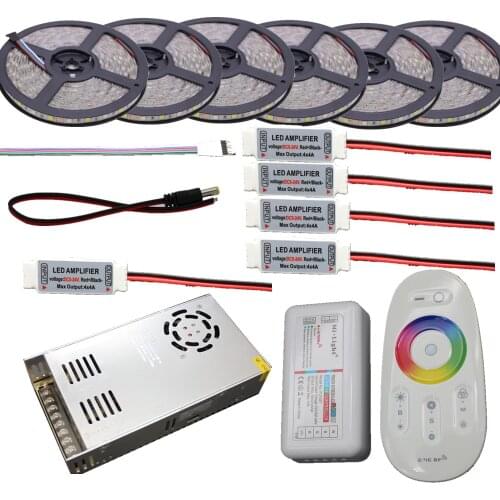 5050 RGB LED Strip Waterproof 5M 10M 15M 20M 30M DC 12V RGBW RGBWW LED Light Strips 60led add Controller Power Amplifier Rated 4