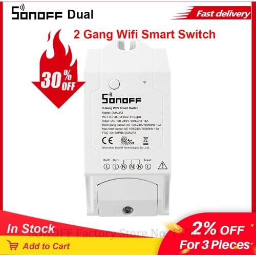 Itead SONOFF Dual 2 Gang Wifi Light Switch universal Relay Module Switch Wireless e-WeLink APP Remote Control Switch Smart Home