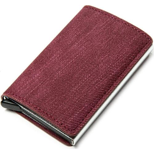 Business Card Holder Blue/gray/brown PU Leather and Aluminum Alloy Material Credit Card Holder Wallet