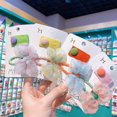 2PC NEW Chic Organza Bow knot Clip Children Suit Series Sweet Baby Ribbon Side Barrettes Girls HeadWear Hair Clips