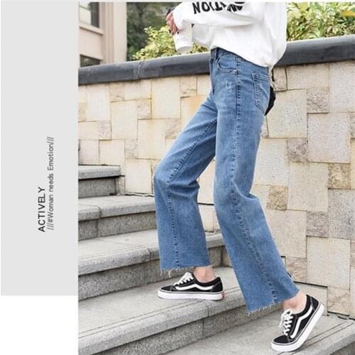 Free Shipping 2020 Womens New Wide Leg Jeans High Waist Straight Loose Drooping Skinny Pants