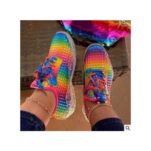 2020 New Women Shoes Rainbow Colors Sneaker Flat Female Women Vulcanize Shoes Breathable Confort Casual Ladies Shoes