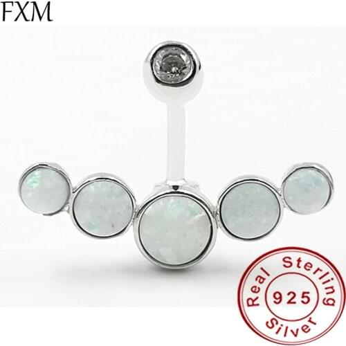 925 silver opal belly button ring navel piercing ombligo beach body piercing jewelry for women hot fashion beach 2020