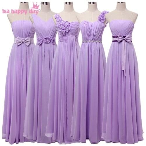 Vestidos de sirena elegantes full figure long chiffon v neck bridesmaid dresses under 50 dress lavender plus size gown B2742
