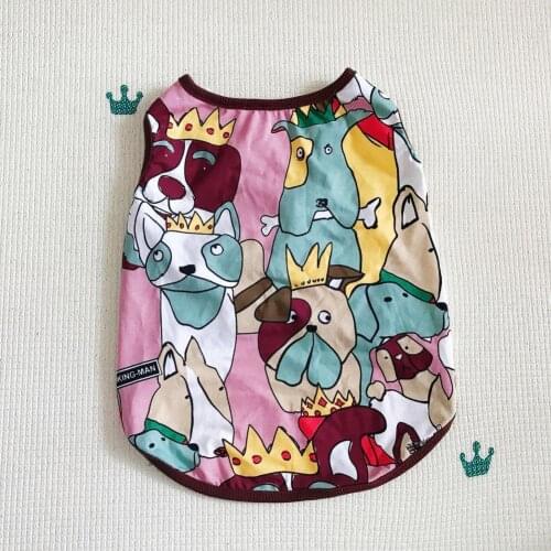 Pet Vest Cartoon Pattern Summer Thin T-shirt Elastic Cotton Dog Fashion Printed T-shirt Dog Clothes Shirt Tshirt Vest for Casual