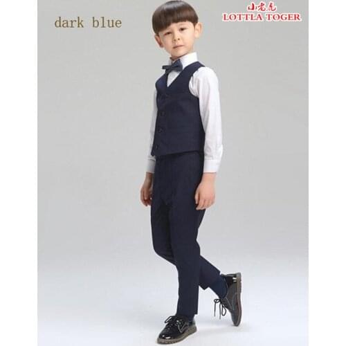 2016 Big Boys Vest Clothing Set children boys Vest leisure Clothes Kids Wedding prom Suits Christmas costumes for boys tie SHIRT