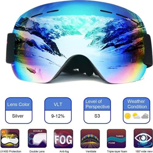 Winter Goggles Snowboard Ski Goggles Gear Skiing Sport Adult Glasses Anti-fog UV Dual Lens Skiing Glasses Gor Adult ABS Material