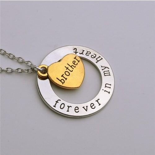 ZRM Fashion Jewelry Alloy Mom Dad Son Daughter Sister Brother Forever In My Heart family necklace Set Gifts