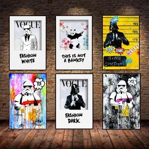 Star Wars Dark & White Darth Vader Posters Vogue Banksy Wall Art Canvas Painting Prints Panda Picture For Living Room Decor Gift