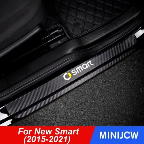 1Set Car Styling Door Sill Threshold Sticker Carbon Fiber Decals Protector For 453 New Smart fortwo forfour Car Accessories