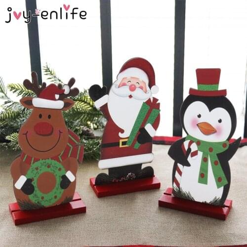 1pcs Wooden Santa Claus Christmas Decoration for Home Snowman Xmas Ornaments Navidad New Year 2021 Noel Desktop Decor Kids Toy