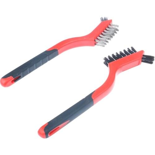 1PC Mini Double-end Steel Plastic Wire Brush Nylon Cleaning Kit Car Cleaning Tool