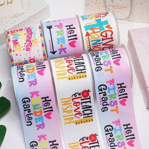 10 Yards 3inch 75mm Back To School Grosgrain Ribbon For Hair Bows DIY Crafts Handmade Accessories 47190