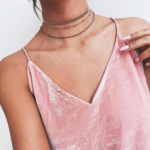 3 Pcs/Set Women Fashion Simple Geometric Multilayer Beaded Necklace Set Charm Gift Accessories For The Party Wedding