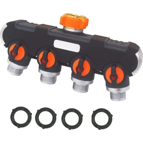 4 Way Garden Hose Splitter Heavy Duty Water Hose Adapter, Upgraded Hose Connector To Connect Multiple Hoses for Outdoor Faucet