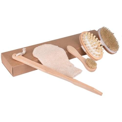 Bamboo Shower Body Face Brush Cellulite Scrubber Exfoliating Glove Spa Massager Bath Massage Shower Brush Skin Care Tool