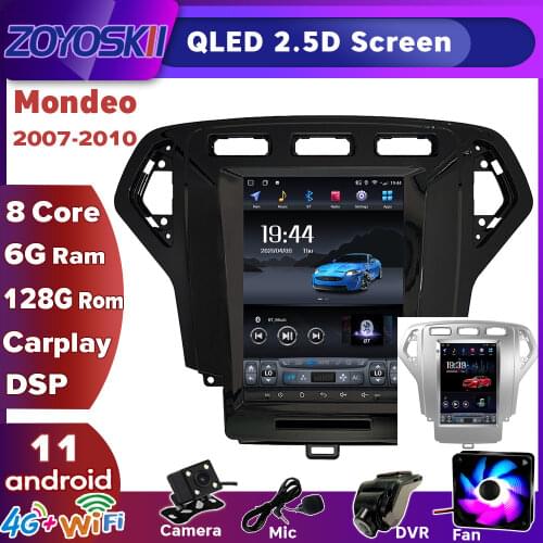 Android os 10 inch vertical screen Tesla style car gps multimedia radio Bluetooth navigation player for Ford Mondeo 2007-2010