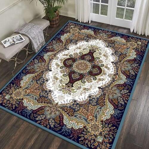 Europe Persian Printed Floral Carpets Anti-Slip Rug Home Thickend Rugs Floor Parlor Bedroom Rectangle Area Prayer Large Carpet