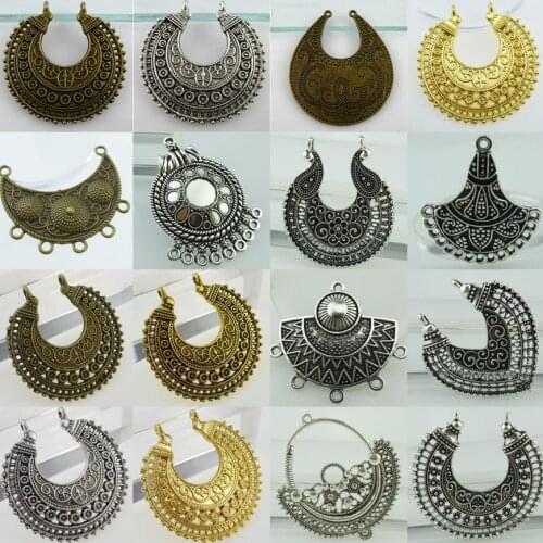 2pcs Filigree Pendant Connector Charm Pendants For DIY Jewelry Making Antique Connector Pendants