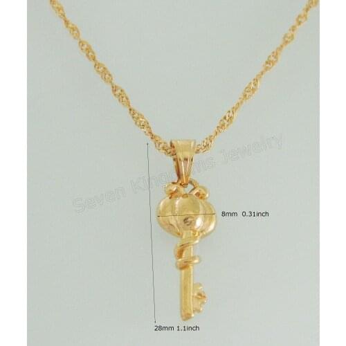 Foromance/ YELLOW GOLD OVERLAY 18" WATER WAVE NECKLACE & KEY SHAPED PENDANT WITH PUMPKIN HEAD HANG 1.1"/Great gift