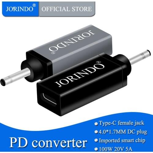JORINDO Type-C female socket to DC4.0*1.7 Middle sulcus PD decoy to 100W laptop computer charging converter