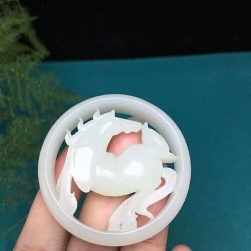 H12#Hetian jade white jade has a money pendant, white level, jade quality